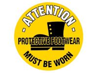 Attn protective footwear must be worn floor marker