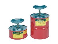 Justrite Flammable Liquid Plunger Cans - 0.47 to 3.78 Litre Capacity