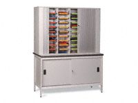 Clearview mailroom sort & bench unit with doors