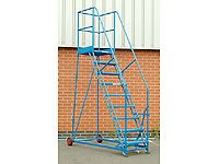 Lever brake safety step, 9 punched metal treads