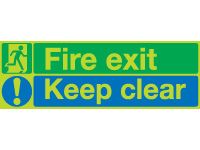 Nite-Glo Fire Exit Keep Clear Signs - 150 x 450mm