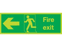 Nite-Glo Fire Exit Left Arrow Signs - 150 x 450mm