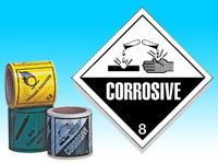 Roll of hazard diamonds - Corrosive