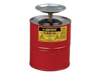  Justrite Flammable Liquid Plunger Cans - 0.5 to 4 Litre Capacity