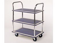 3 tray Trolley, non-slip PVC covered steel trays