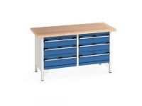 Bott Cubio Storage Bench with 6 Drawers and Multiplex Worktop