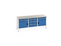 Bott Cubio Storage Bench with 2 Cabinets, 5 Drawers and Lino Worktop