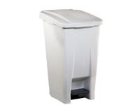 60L Mobile Pedal Waste Bin In White