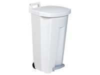 90L Mobile Pedal Waste Bin In White