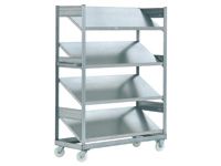 Bin trolley with inclined shelves