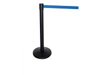 Black retractable belt barrier, blue belt