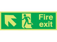 Fire Exit Arrow Up Left Signs