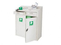 First Aid lockable door workstation, two drawers