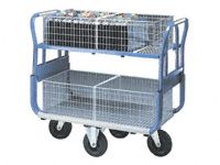 Large mail  trolley, 4 short baskets