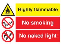 Highly Flammable, No Smoking & No Naked Light Safety Signs