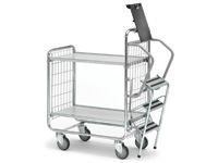 Light duty step trolley with 2 shelves 1000 x 425