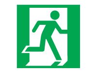 Man Running Right Fire Exit Signs