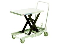 Mobile single scissor lift table (aluminium) 150kg 750mm high