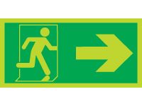 Nite-Glo Running Man and Right Arrow Signs - 150 x 300mm