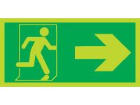 Nite-Glo Running Man and Right Arrow Signs - 150 x 300mm