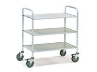 Office trolley light grey with 3 shelves 800Lx500W