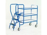 Order Picking Trolley, 3 steel trays, low model