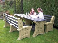 Outdoor table + 2x 3 person seat set
