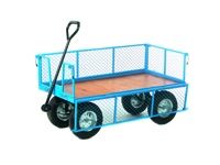 Platform Truck with Pneumatic Wheels - 4 Sided, Plywood Base