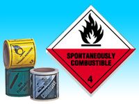 Roll of hazard diamonds-Spontaneously Combustible