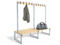 Round Tube Double Side Cloakroom Benches inc Hooks 1m to 2m