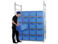 Shelving Bay 4 boxes wide x 4 levels c/w 32 bins