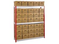 Shelving bay c/w 35 archive boxes