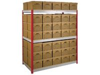 Shelving bay c/w 70 archive boxes