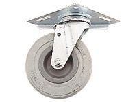 Slotted angle 125mm fixed rubber tyred castors