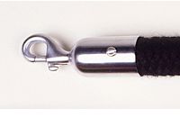 Spring closure end hook for rope barriers
