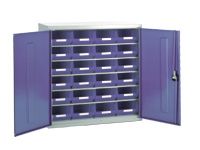 Steel storage cabinet, model 2 with blue bins