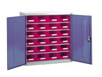 Steel storage cabinet, model 2 with red bins (1)