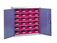 Steel storage cabinet, model 2 with red bins