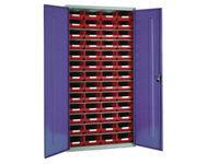Steel storage cabinet, model 3 with red bins (1)