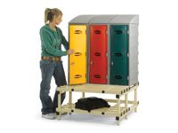 Strong Plastic Locker Stands with Bench Seating + Shoe Racks