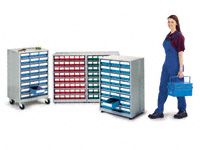 Treston High density storage cabinet, 24 blue bins