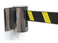 Wall retractable belt barrier, black/yellow belt 2.3m